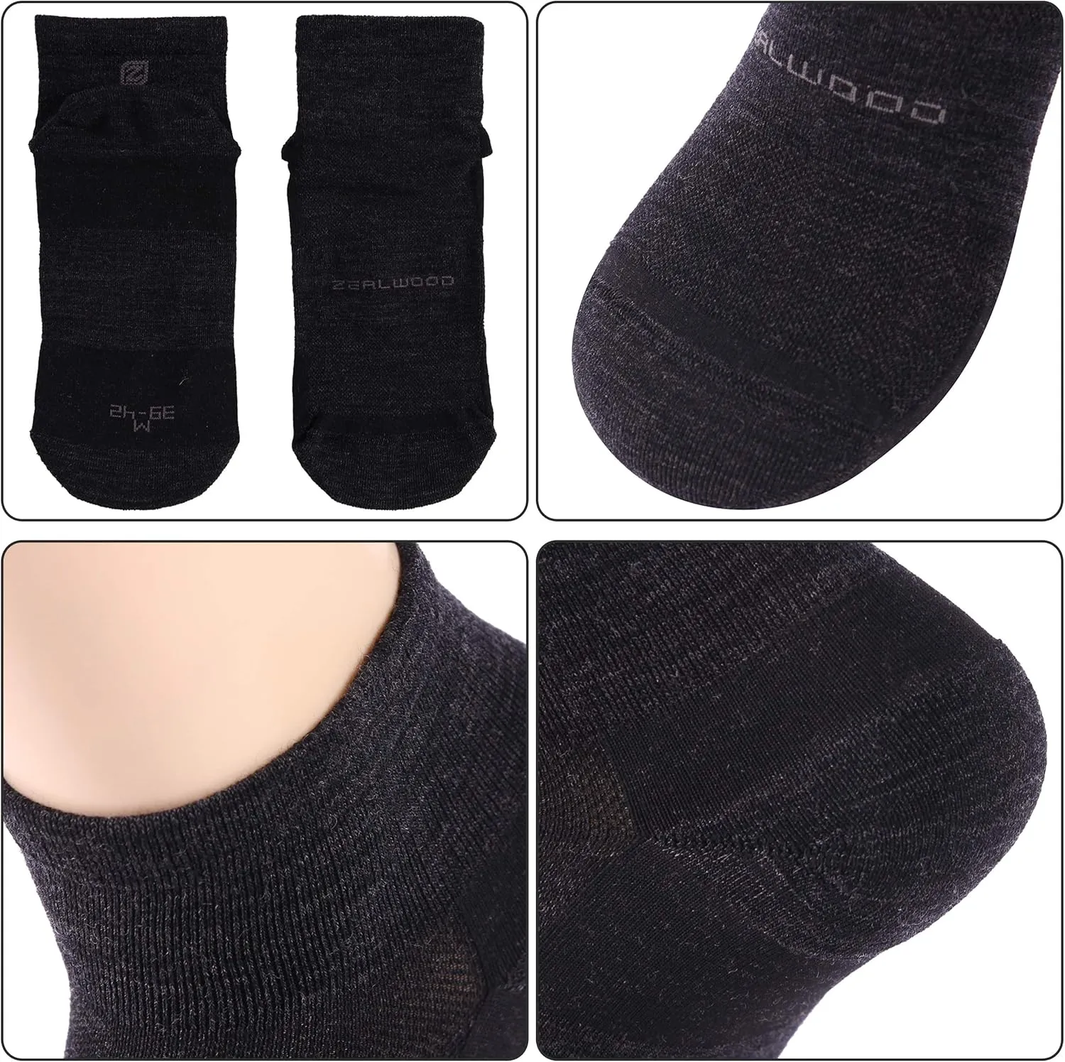 No Show Athletic Socks, ZEALWOOD Unisex Merino Wool Ultra-Light Running Tennis Golf Socks,1/3 Pairs