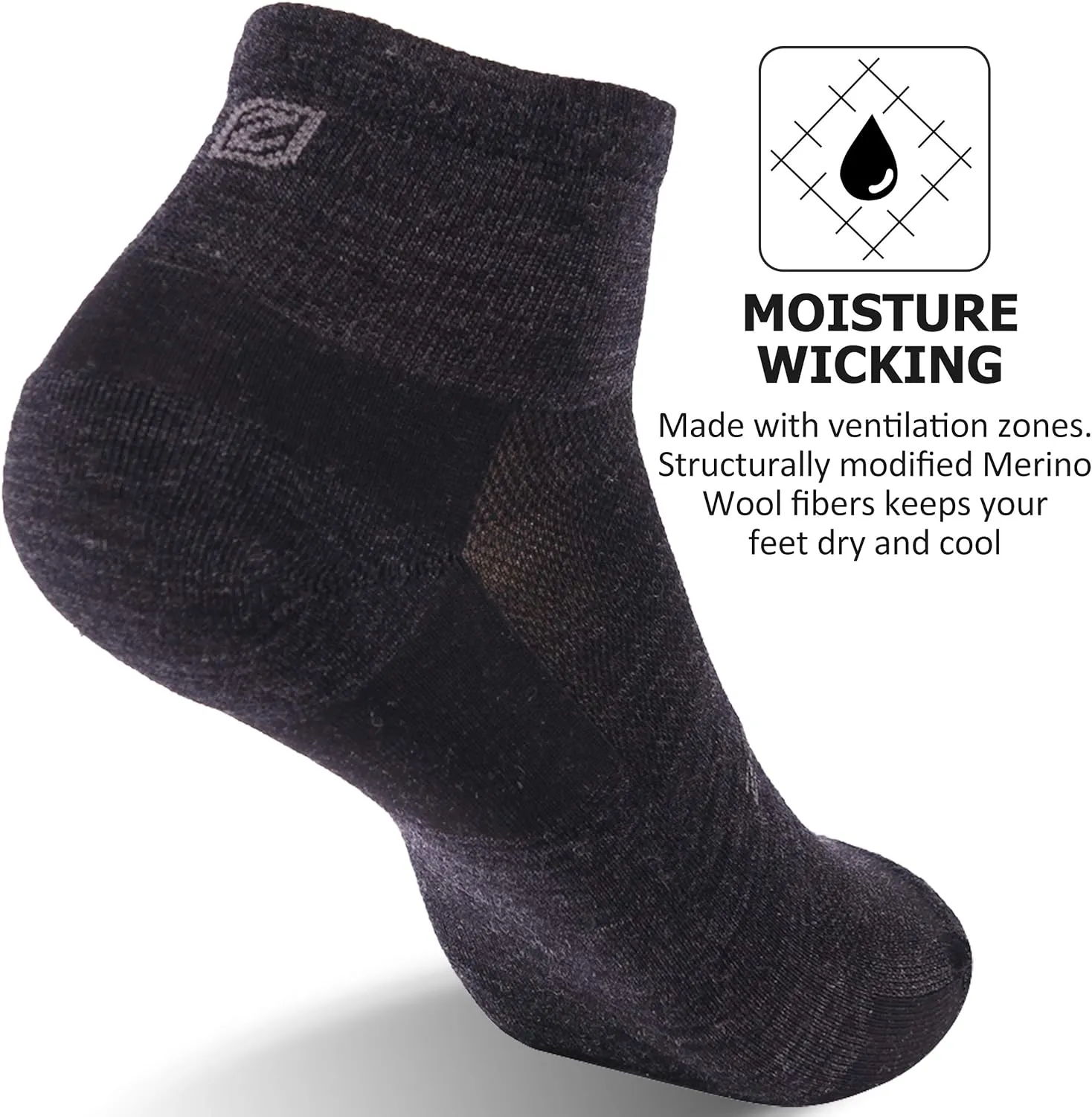 No Show Athletic Socks, ZEALWOOD Unisex Merino Wool Ultra-Light Running Tennis Golf Socks,1/3 Pairs