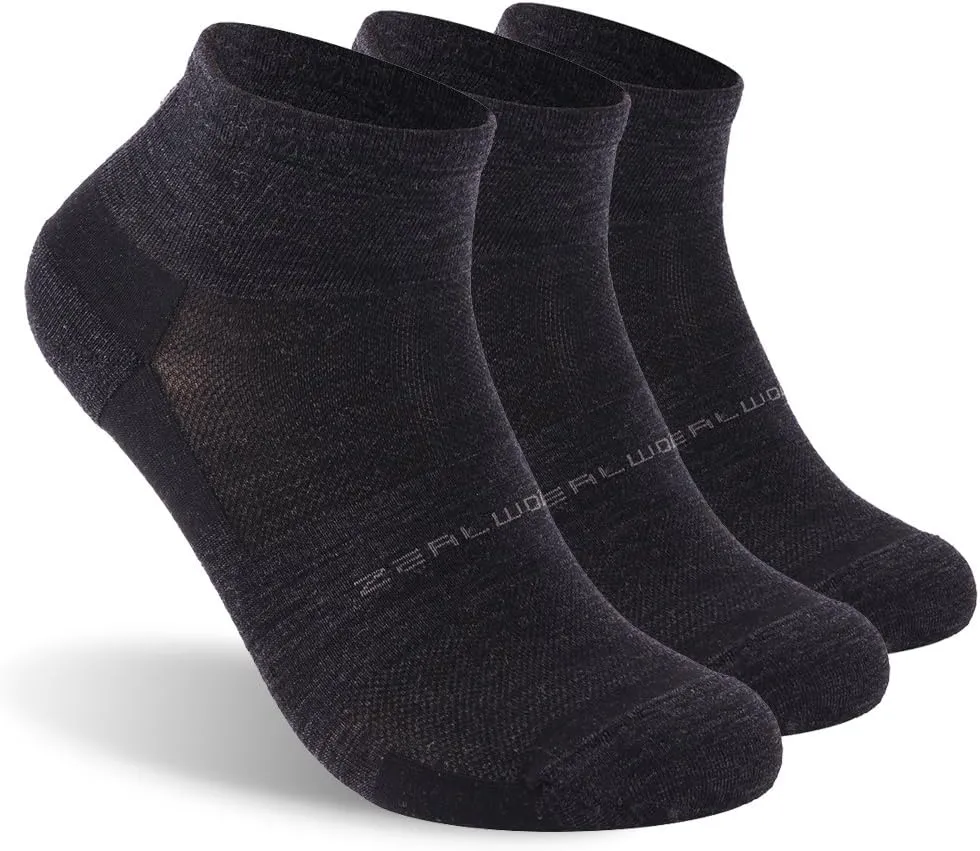 No Show Athletic Socks, ZEALWOOD Unisex Merino Wool Ultra-Light Running Tennis Golf Socks,1/3 Pairs