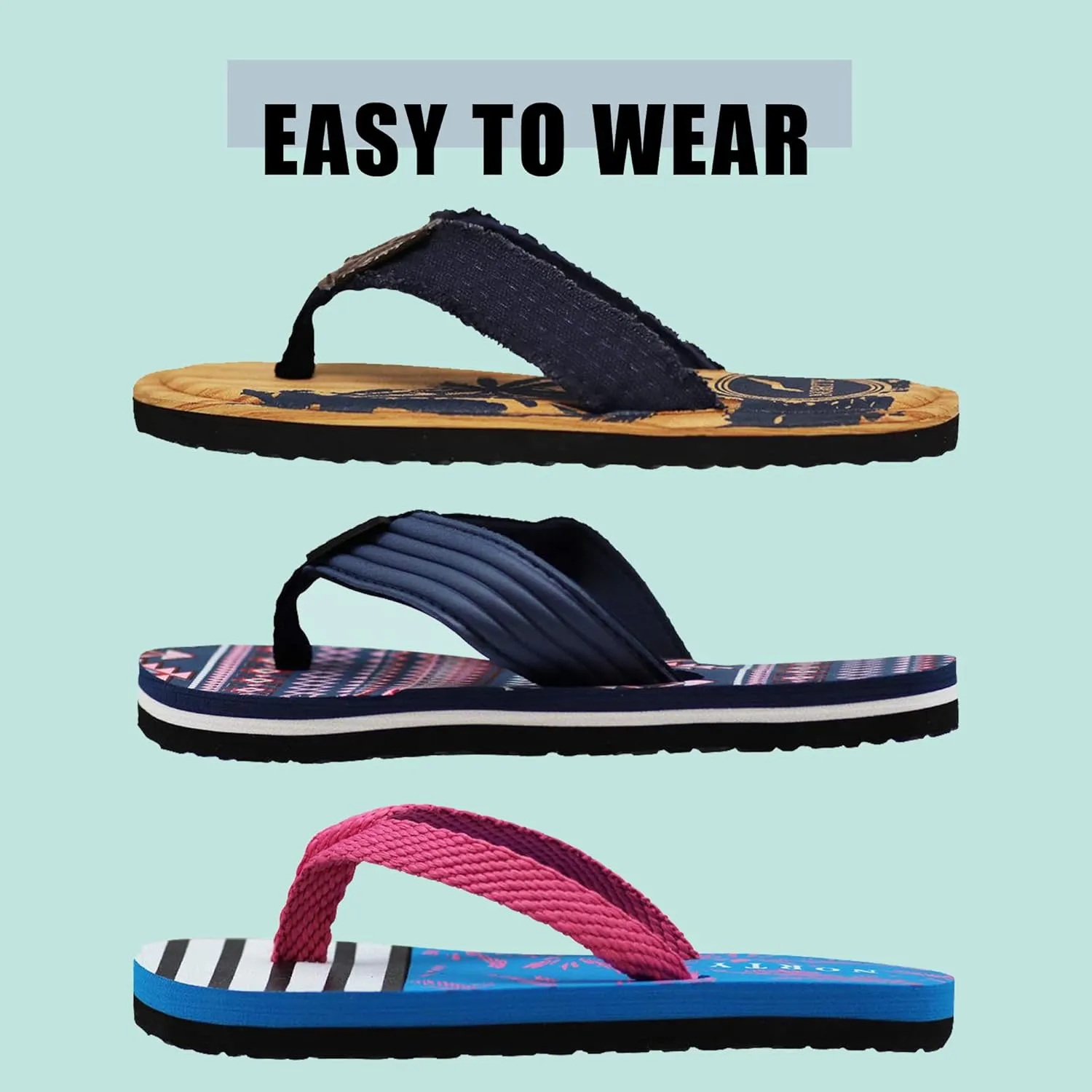 NORTY Boy's Girl's Flip Flop for the Beach, Pool, Everyday - Runs One Size Small