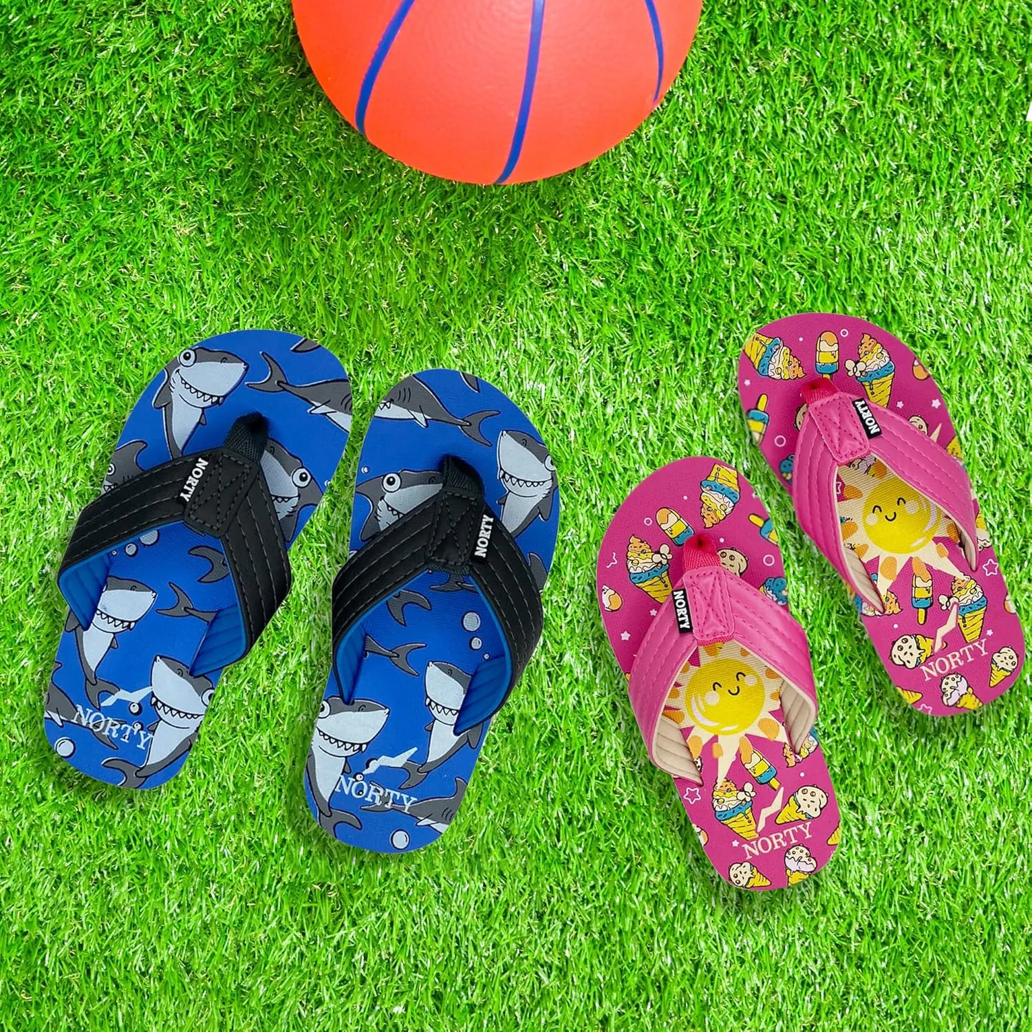 NORTY Boy's Girl's Flip Flop for the Beach, Pool, Everyday - Runs One Size Small