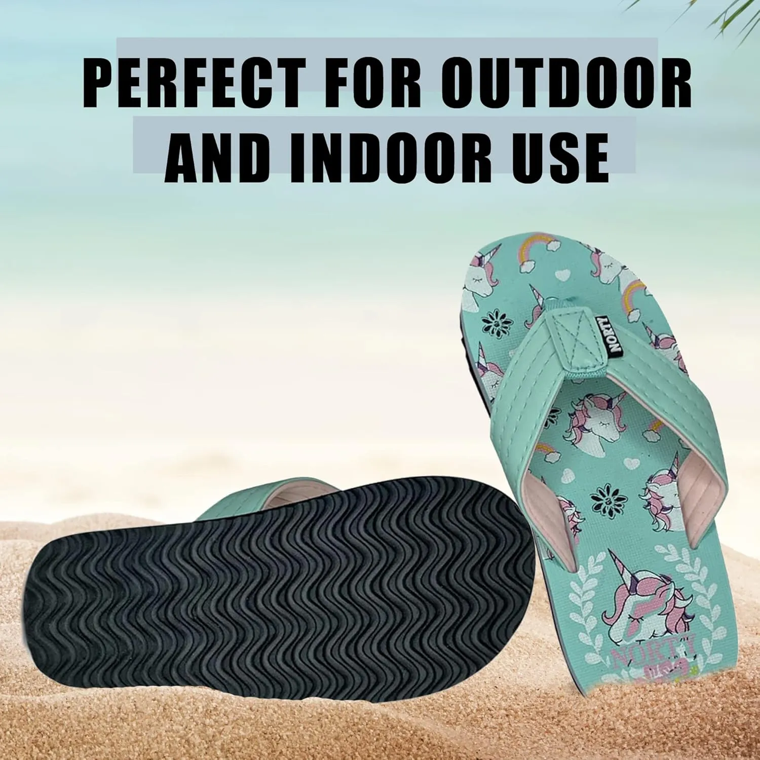 NORTY Boy's Girl's Flip Flop for the Beach, Pool, Everyday - Runs One Size Small