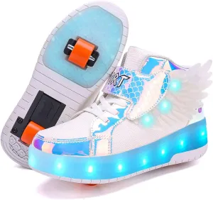 Nsasy Kids Roller Shoes Boy Girl Sneakers with Wheels Become Sport Sneaker with Led for Christmas Birthday Children Show Gift