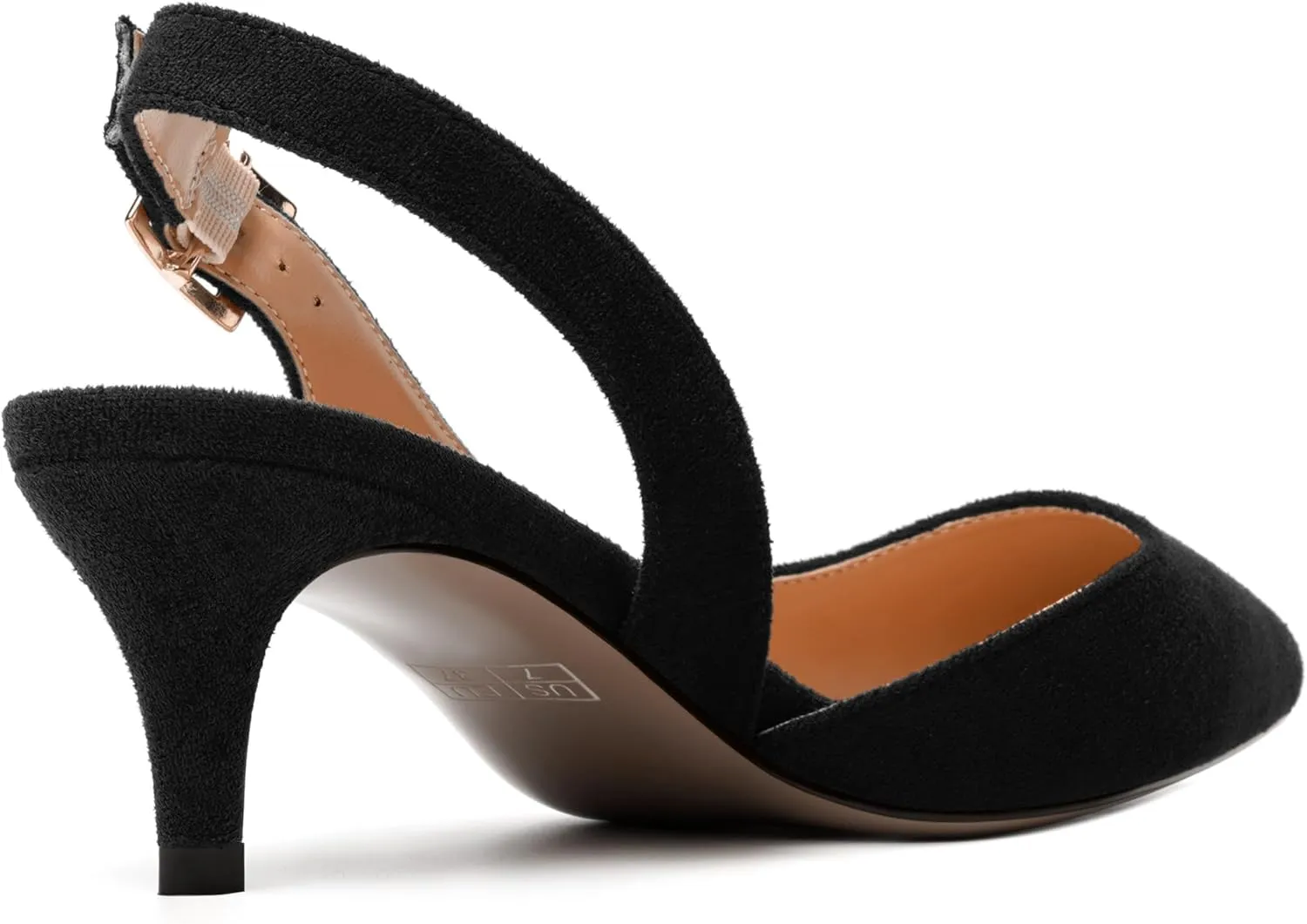 NUMALEO Womens Slingback Dating Stylish Pointed Toe Buckle Casual Suede Kitten Low Heel Pumps Shoes 2 Inch
