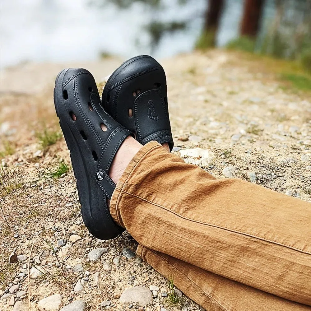 Nuu Sol Size W9/M8 Black Rubber McCall Clogs Shoes | NWT