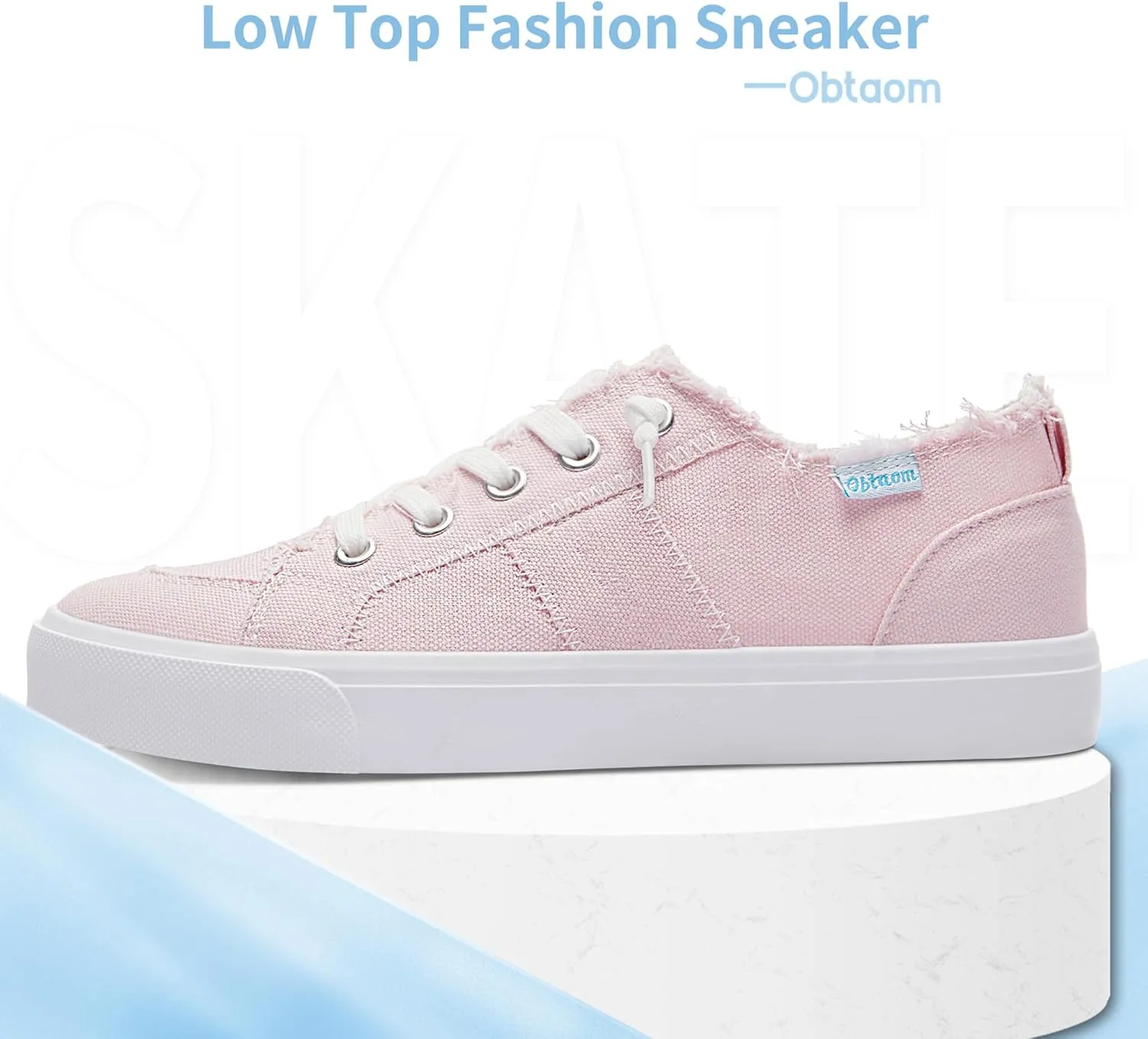 Obtaom Women's Play Fashion Sneaker White Color Washed and Leopard Canvas Slip on Shoes