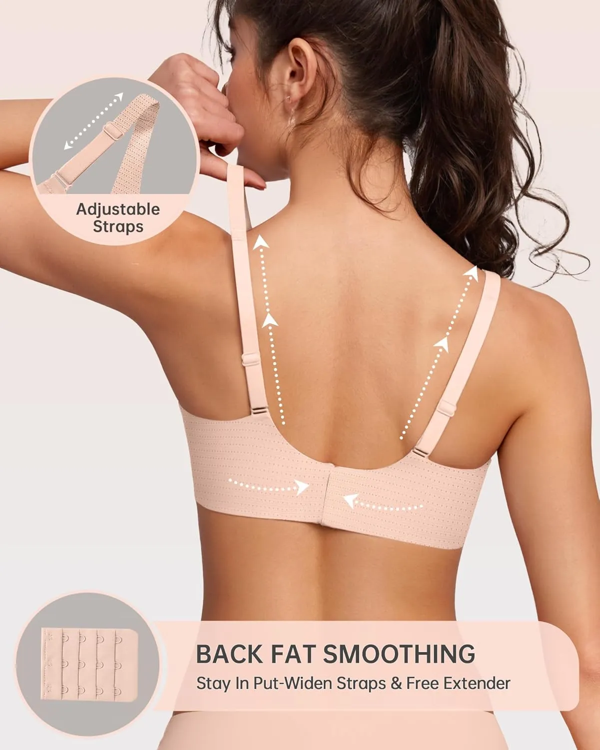 OEAK Womens Deep V Bras Wireless Comfortable Bra Supportive No Underwire Bras Tshirt Push Up Bralettes Plunge Seamless Bra