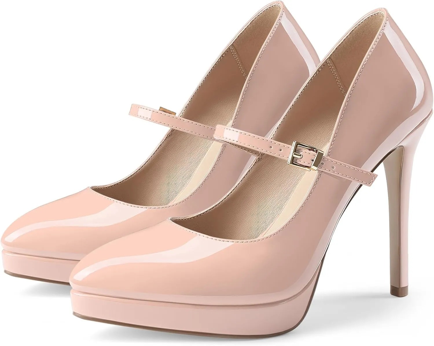 Oh Mispares Women’s Stiletto High Heels Thin Platform Styling Pointed Toe Mary Jane Style Summer Dress Pumps 5 inch Trendy Office Wear Shoes