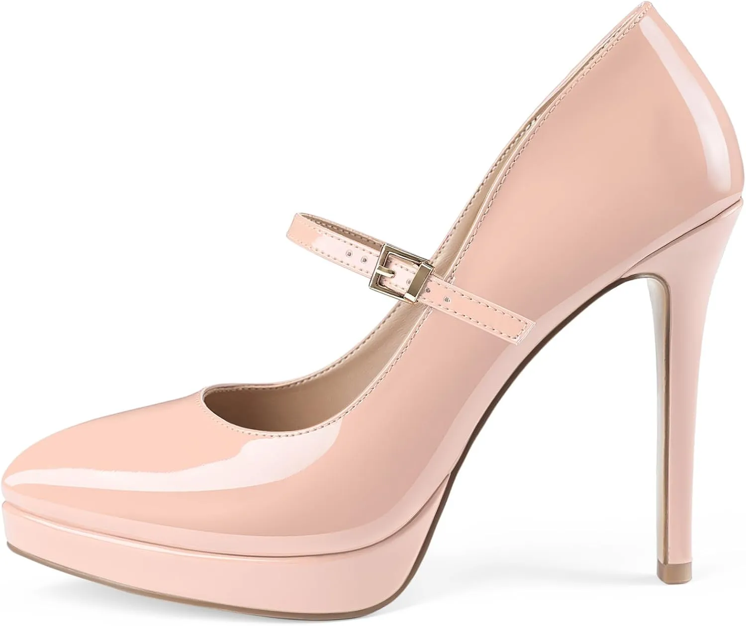 Oh Mispares Women’s Stiletto High Heels Thin Platform Styling Pointed Toe Mary Jane Style Summer Dress Pumps 5 inch Trendy Office Wear Shoes