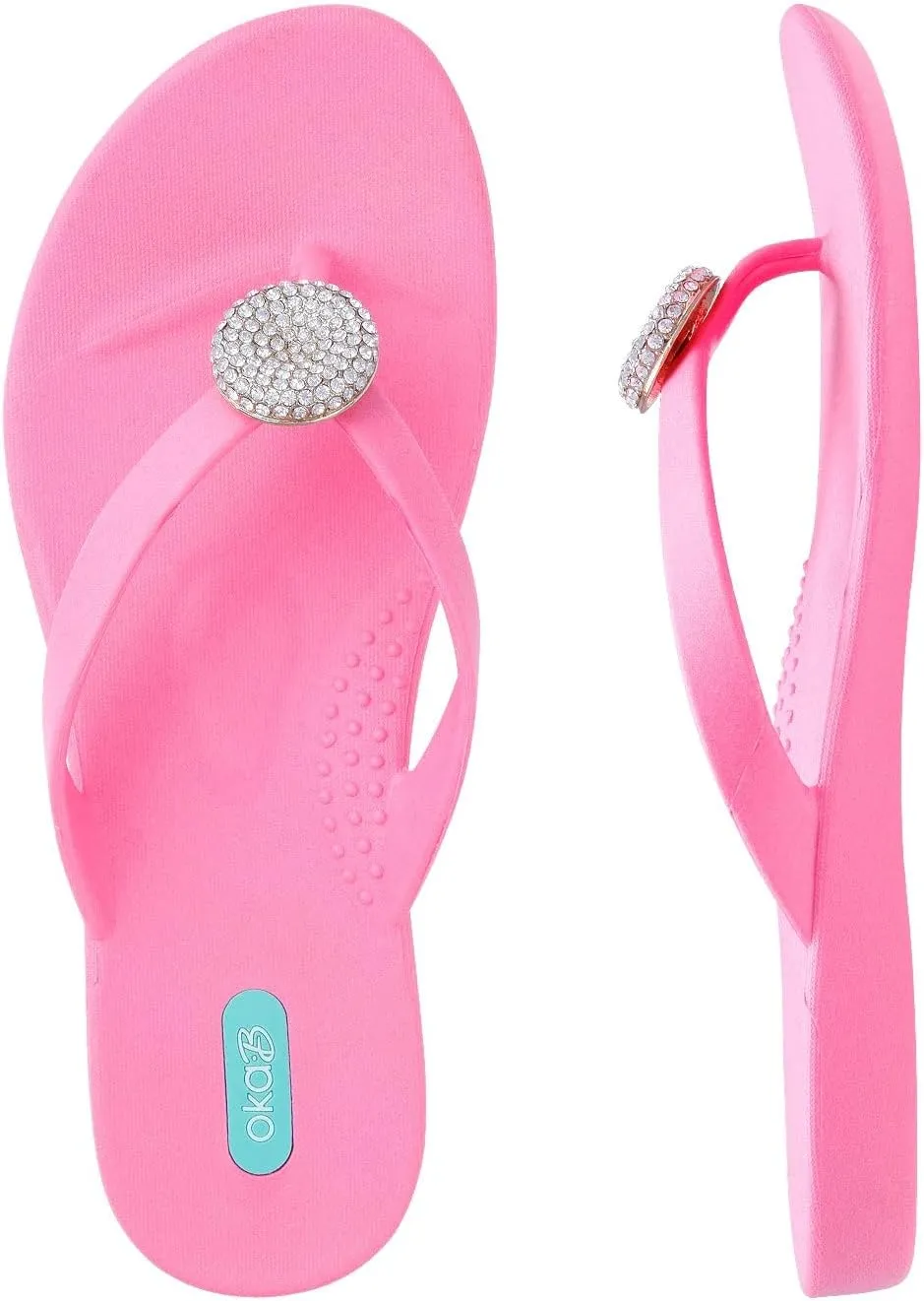 Oka-B Women's Lucky Rhinestone Flip Flop Sandal