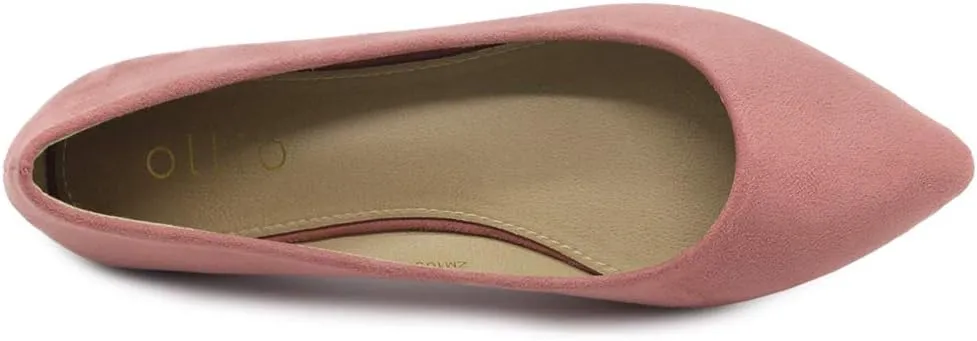 Ollio Women's Ballet Comfort Light Faux Suede Multi Color Shoe Flat