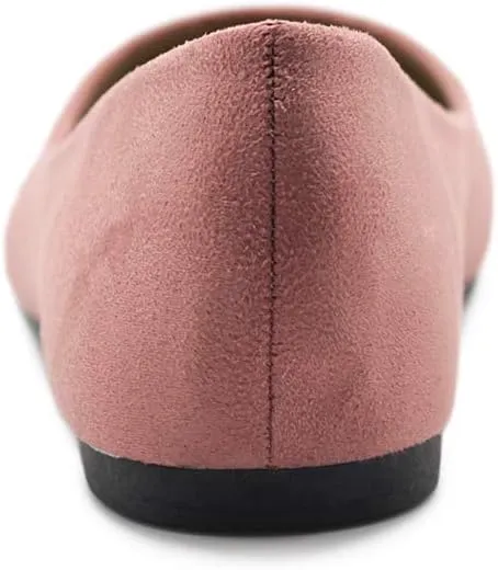 Ollio Women's Ballet Comfort Light Faux Suede Multi Color Shoe Flat