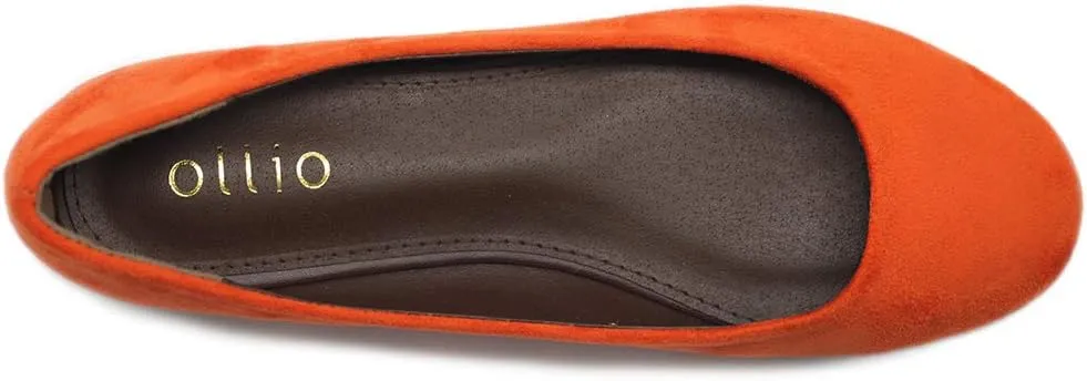 Ollio Womens Shoe Ballet Light Faux Suede Low Heels Flat