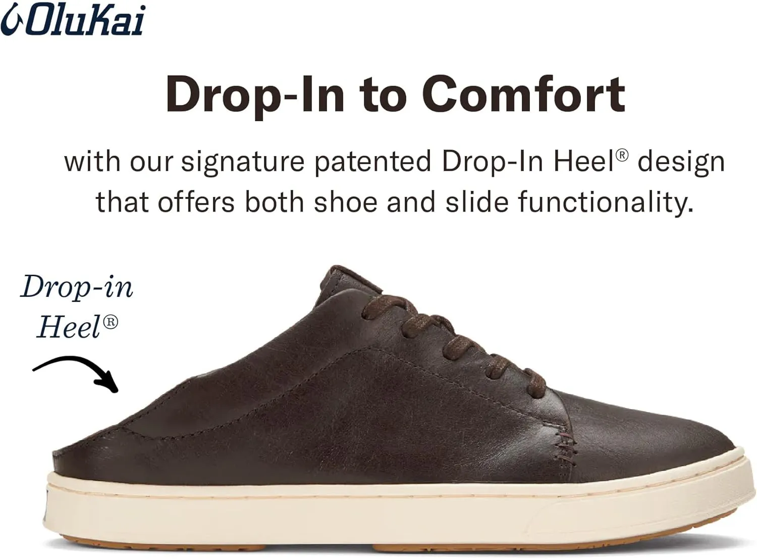 OLUKAI Pehuea Li 'ILI Women's Everyday Leather Sneakers, Casual & Versatile Shoes with Drop-in Heel, Soft & Premium Materials, All-Day Comfort & Support