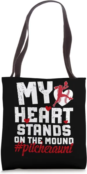 On The Mound Baseball Pitcher Aunt Of A Baseball Pitcher Tote Bag