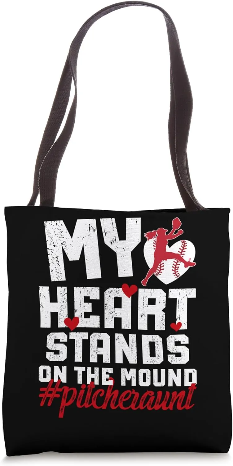 On The Mound Baseball Pitcher Aunt Of A Baseball Pitcher Tote Bag