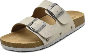 ONCAI Womens Flat Slide Sandals with Arch Support 2 Strap Adjustable Buckle Slip on Slides Shoes Non Slip Rubber Sole