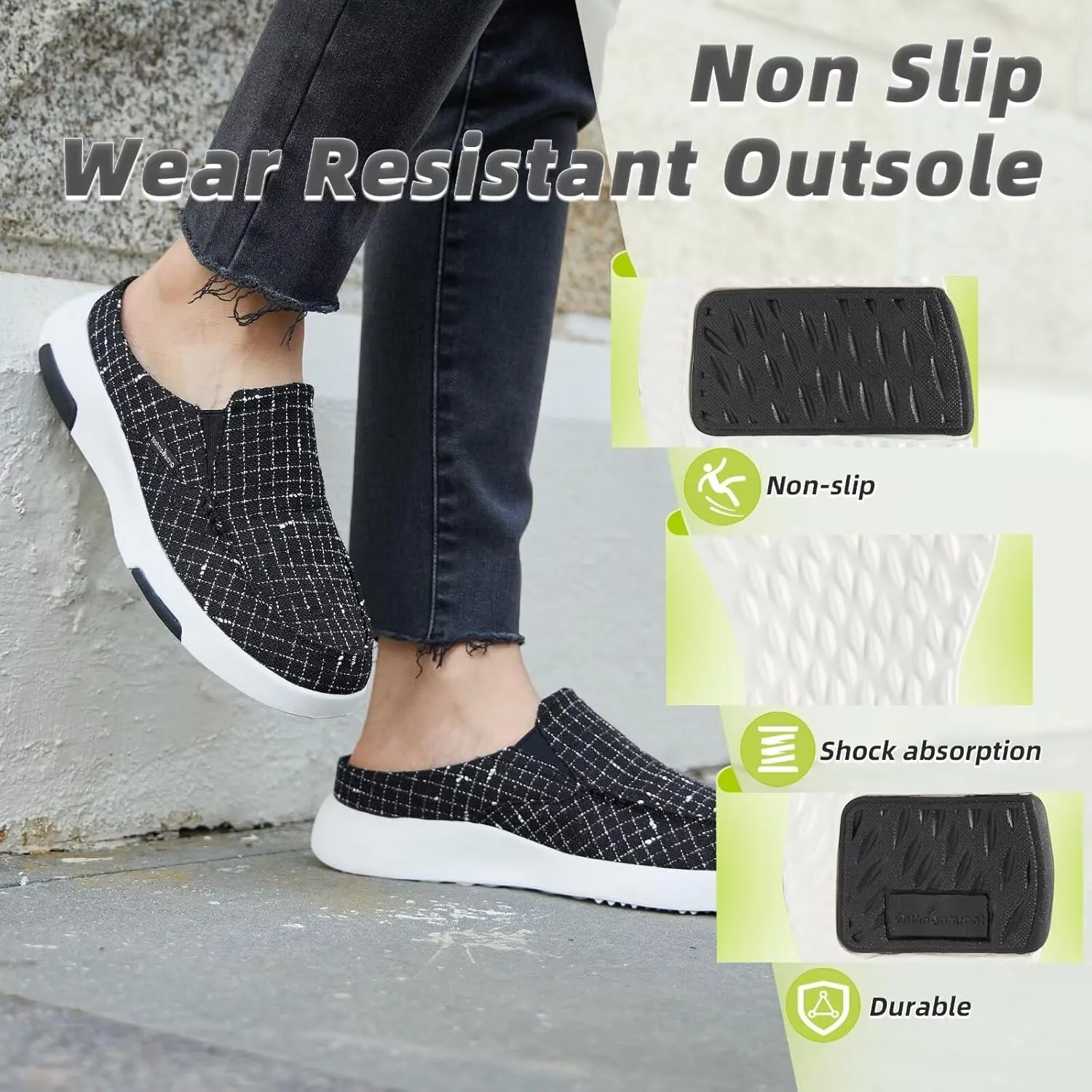 OrthoComfoot Women's Orthopedic Slip-On Loafers Walking Shoes: Comfortable Arch Support Slippers for Plantar Fasciitis, Casual Canvas Orthotic Mule Clogs for Foot Heel Pain Relief