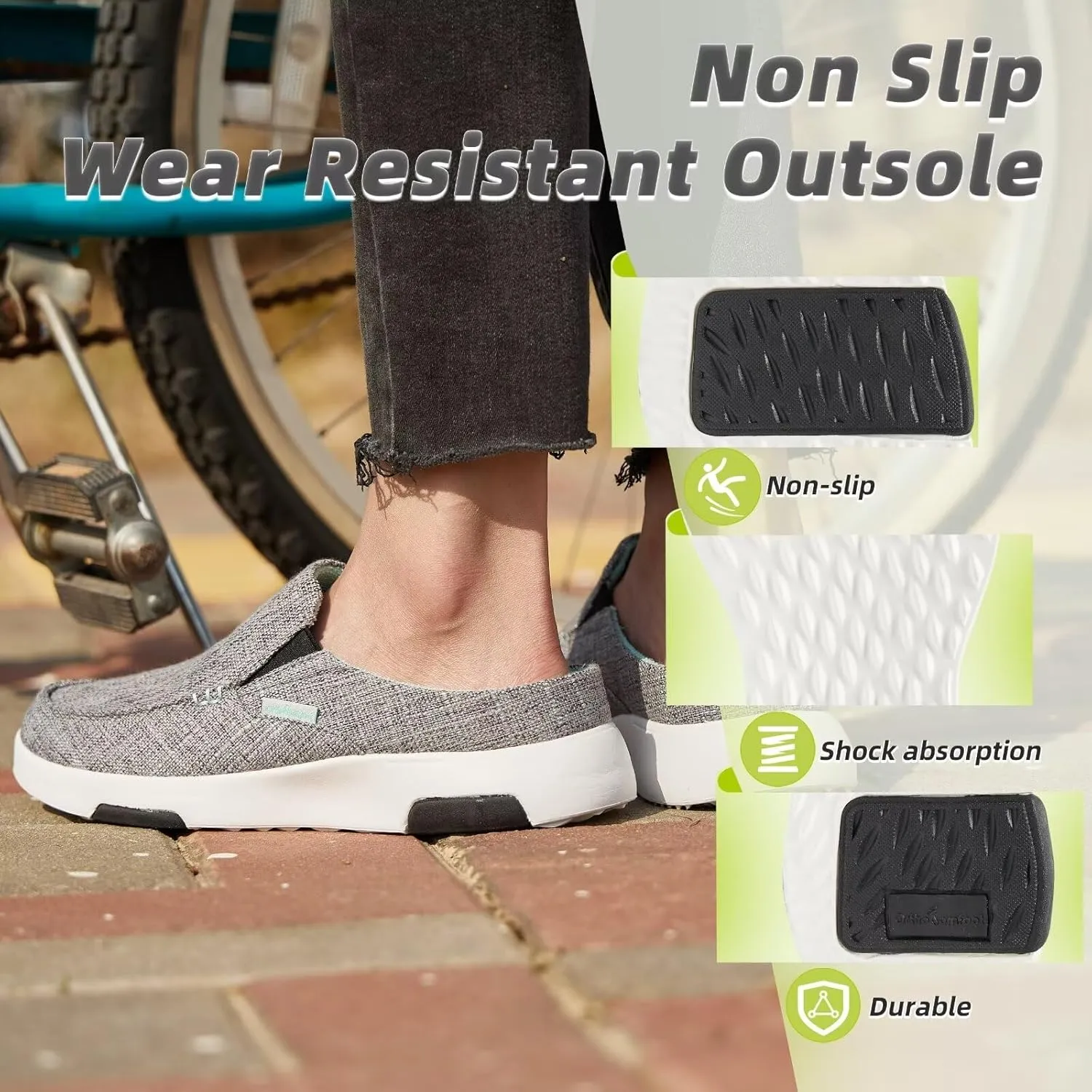 OrthoComfoot Women's Orthopedic Slip-On Loafers Walking Shoes: Comfortable Arch Support Slippers for Plantar Fasciitis, Casual Canvas Orthotic Mule Clogs for Foot Heel Pain Relief