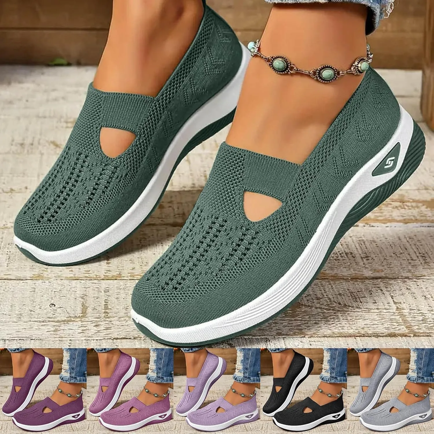 Orthopedic Shoes for Women Slip on Sneakers Shoes Woven Arch Support Breathable Soft Sole Diabetic Walking Shoes Comfort Non Slip Work Sneakers