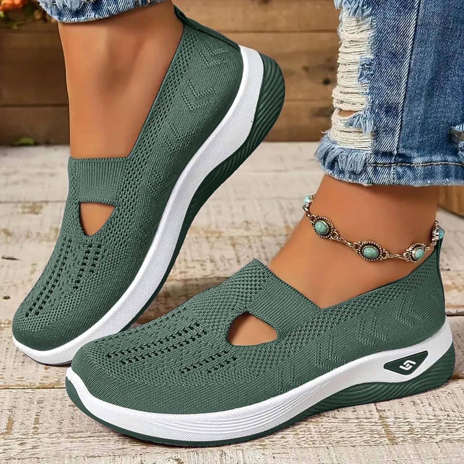 Orthopedic Shoes for Women Slip on Sneakers Shoes Woven Arch Support Breathable Soft Sole Diabetic Walking Shoes Comfort Non Slip Work Sneakers