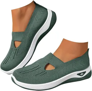 Orthopedic Shoes for Women Slip on Sneakers Shoes Woven Arch Support Breathable Soft Sole Diabetic Walking Shoes Comfort Non Slip Work Sneakers