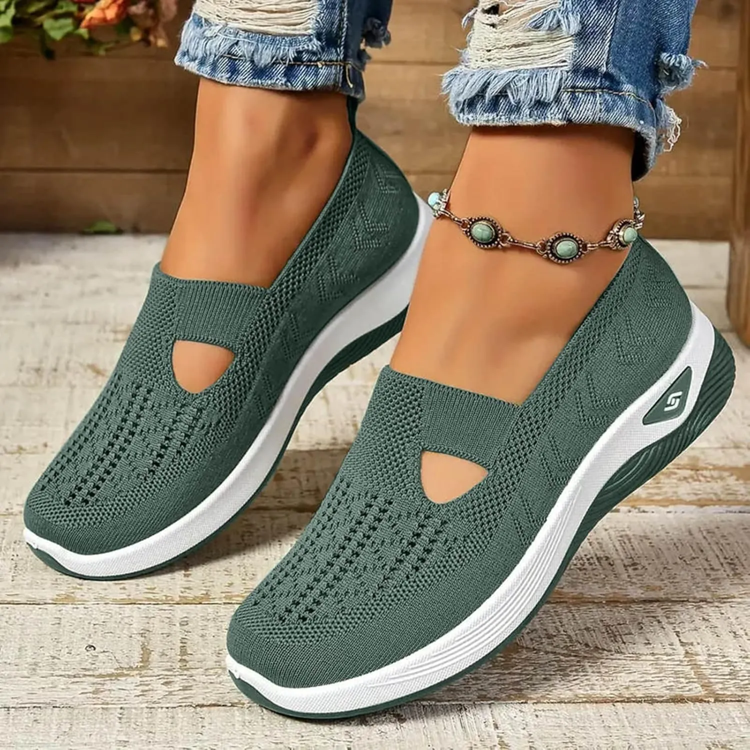 Orthopedic Shoes for Women Slip on Sneakers Shoes Woven Arch Support Breathable Soft Sole Diabetic Walking Shoes Comfort Non Slip Work Sneakers