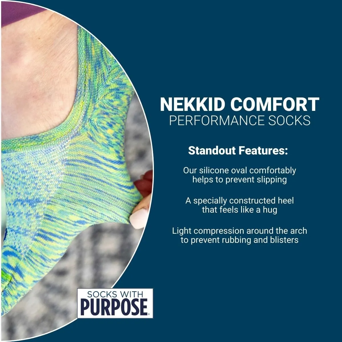 OS1st Nekkid Comfort Socks, 3 Pk, ultimate no-show, light compression, added stability, non-slip wear & improved circulation