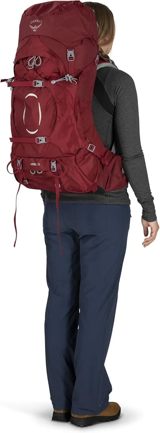 Osprey Ariel 55L Women's Backpacking Backpack, Claret Red, WM/L