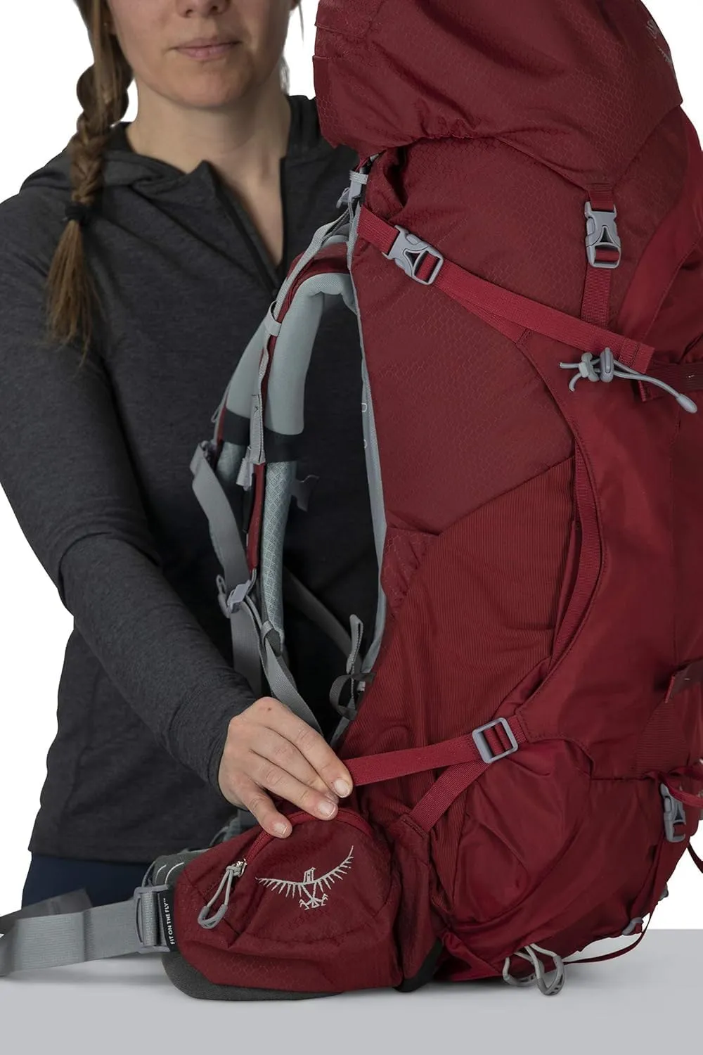 Osprey Ariel 55L Women's Backpacking Backpack, Claret Red, WM/L