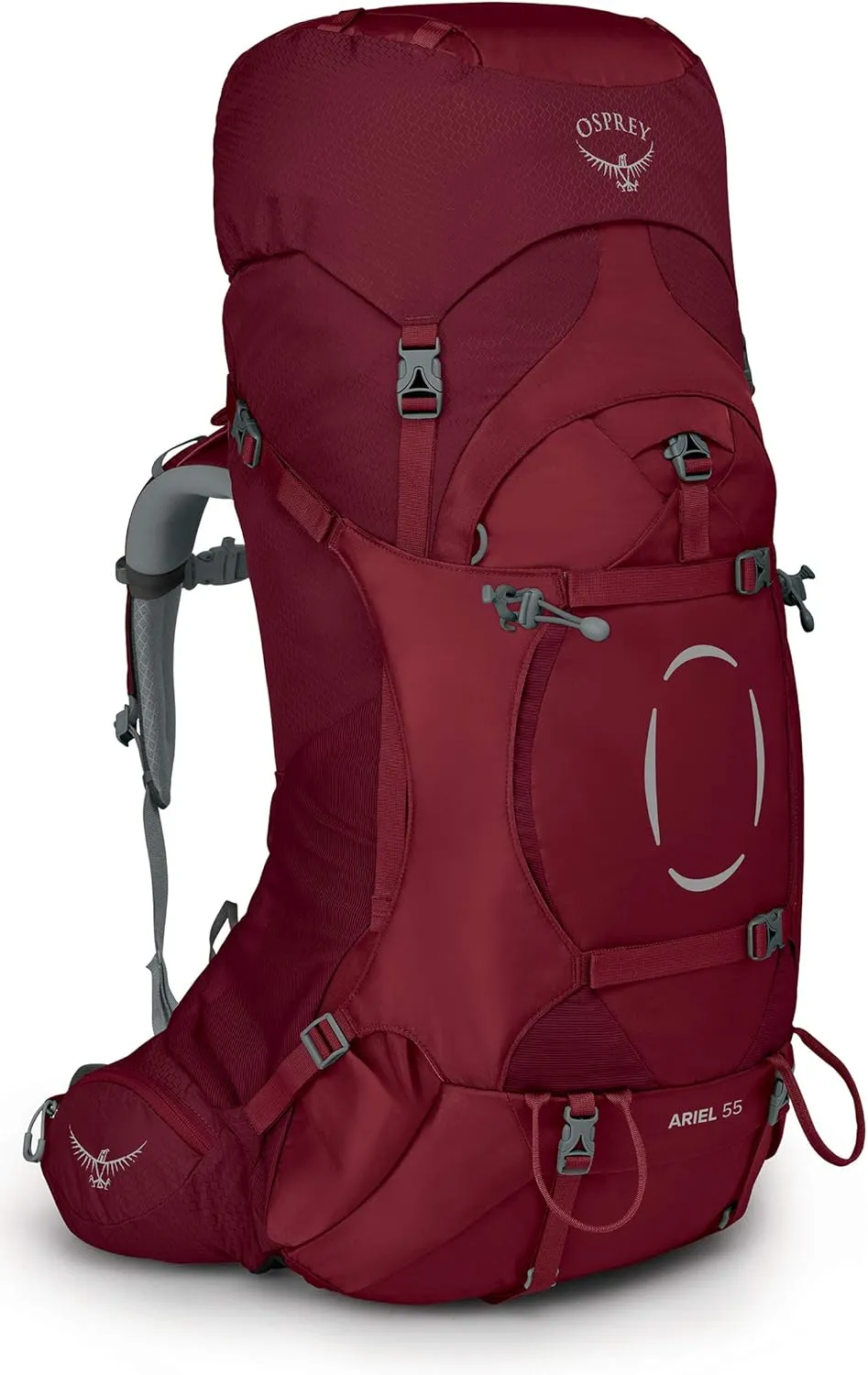 Osprey Ariel 55L Women's Backpacking Backpack, Claret Red, WM/L