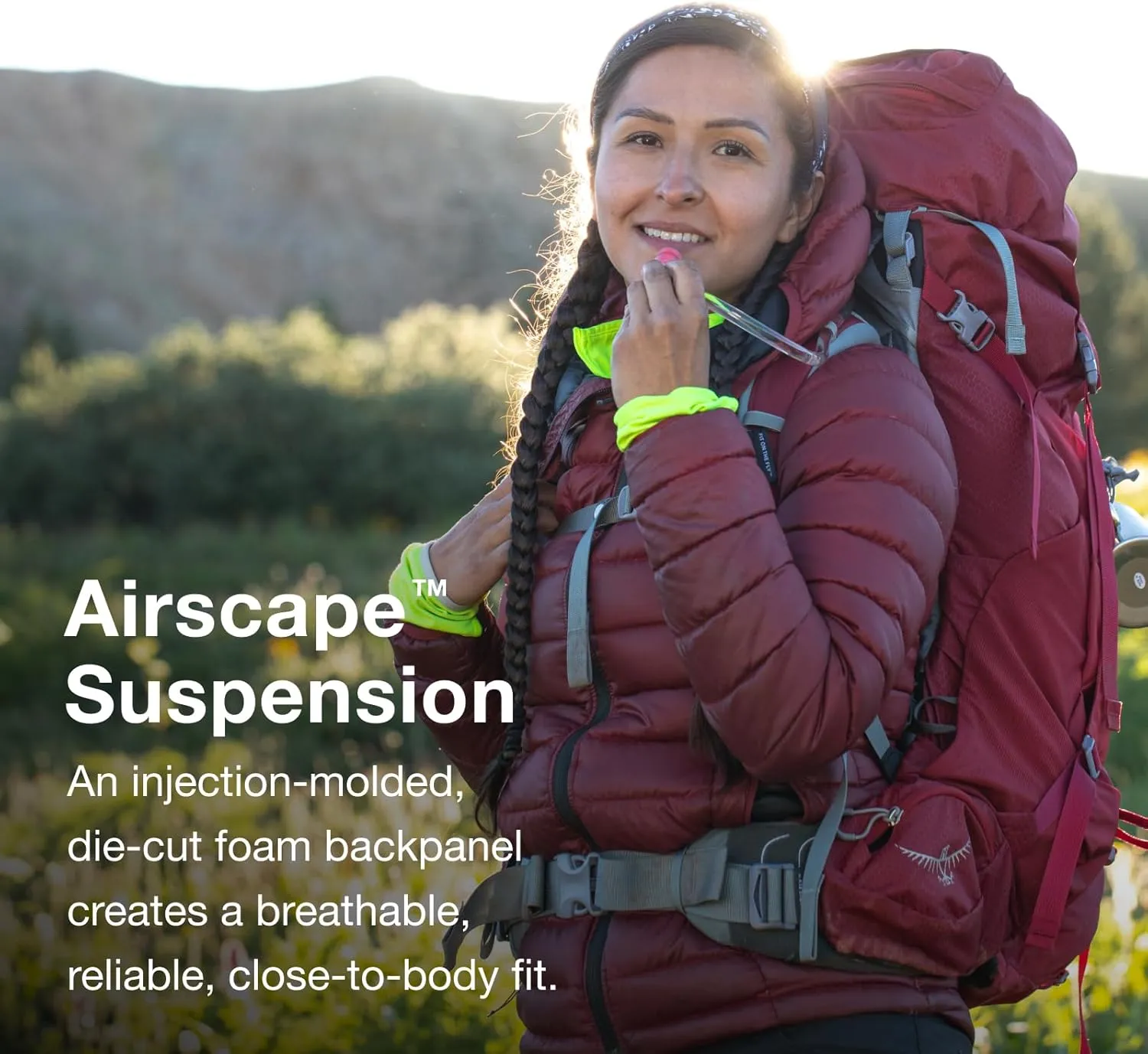 Osprey Ariel 55L Women's Backpacking Backpack, Claret Red, WM/L