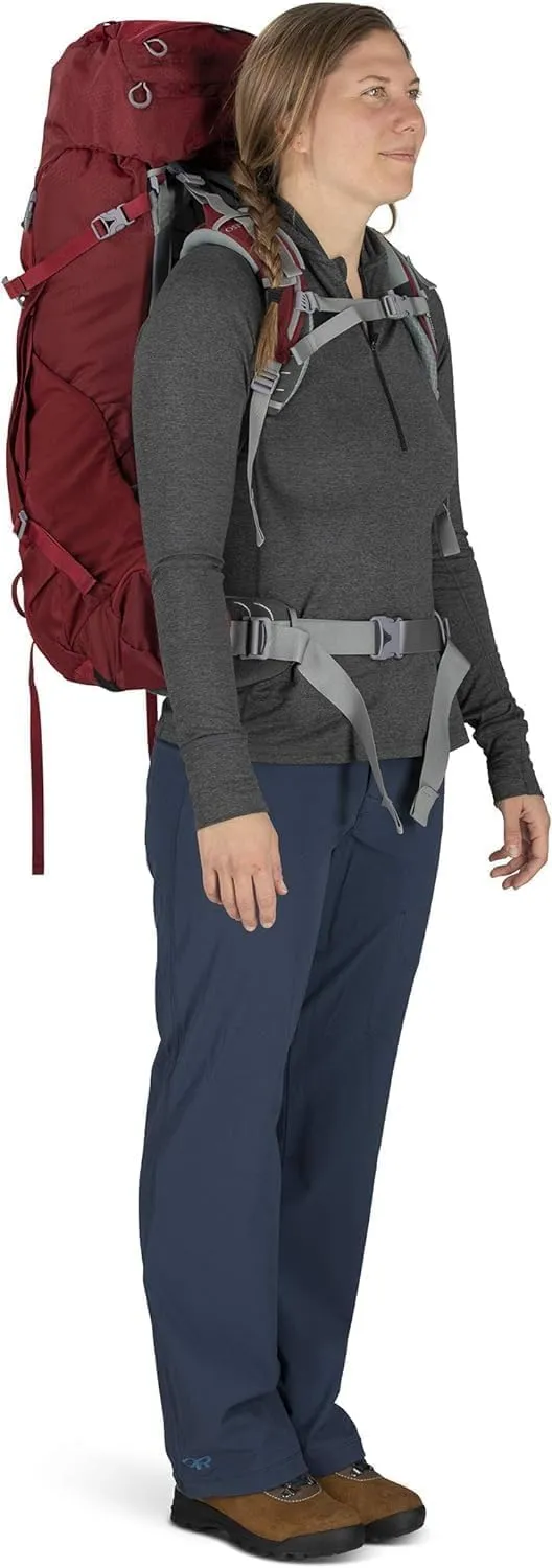 Osprey Ariel 55L Women's Backpacking Backpack, Claret Red, WM/L