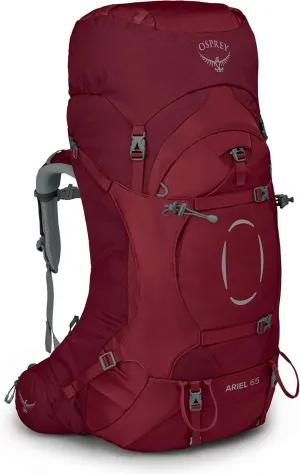 Osprey Ariel 65L Women's Backpacking Backpack, Claret Red, WXS/S