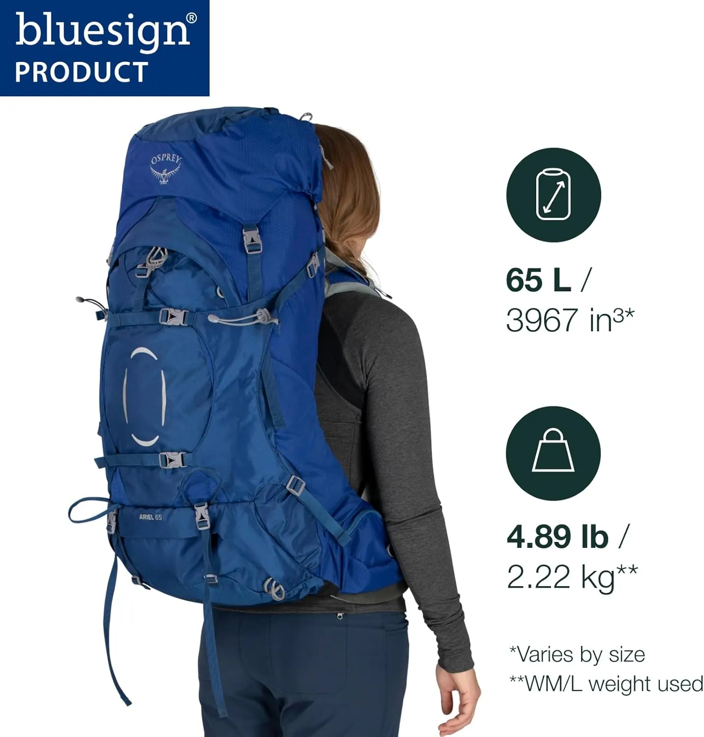 Osprey Ariel 65L Women's Backpacking Backpack, Claret Red, WXS/S