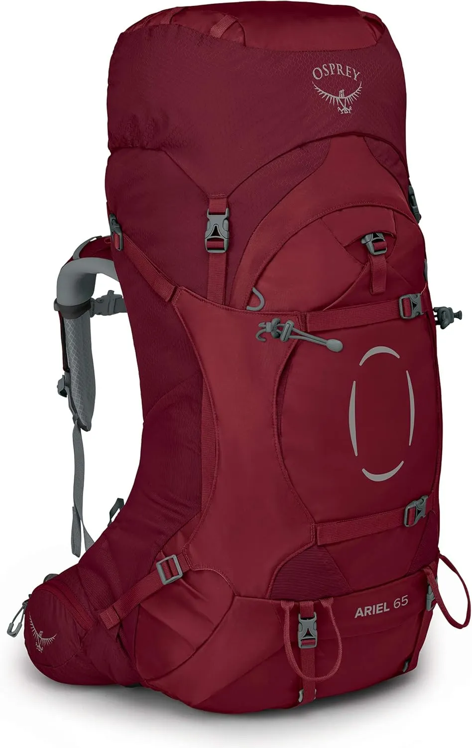 Osprey Ariel 65L Women's Backpacking Backpack, Claret Red, WXS/S