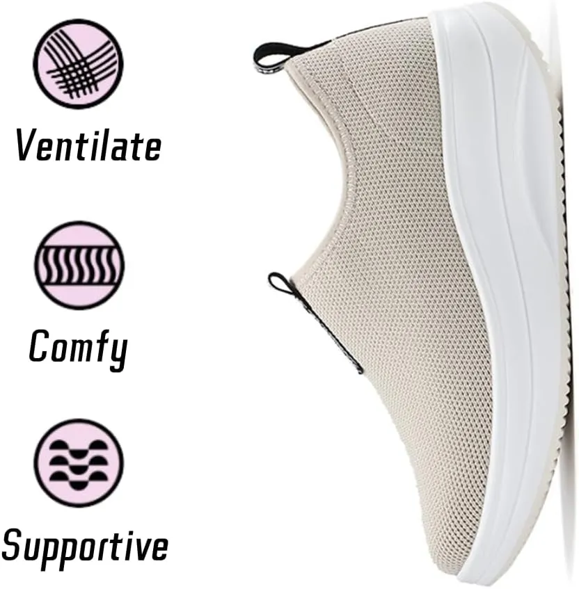 Oude Platform Loafers for Women Comfortable | Womens Slip On Sneakers Lightweight | Women's Walking Shoes Work Long Hours | Thick Rocking Bottom