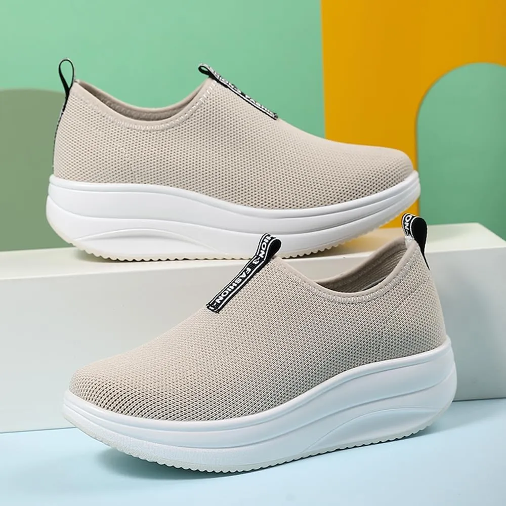 Oude Platform Loafers for Women Comfortable | Womens Slip On Sneakers Lightweight | Women's Walking Shoes Work Long Hours | Thick Rocking Bottom