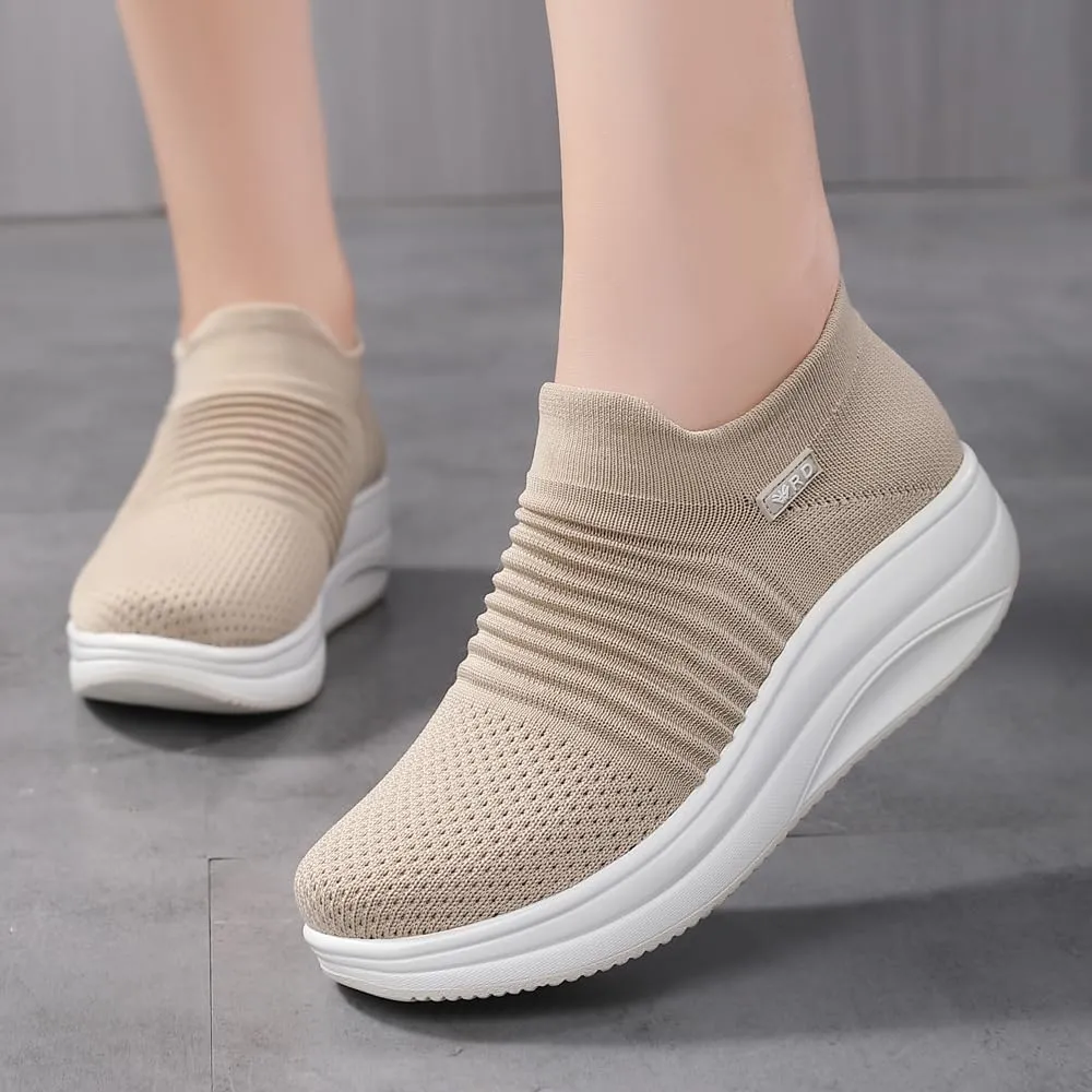 Oude Platform Loafers for Women Comfortable | Womens Slip On Sneakers Lightweight | Women's Walking Shoes Work Long Hours | Thick Rocking Bottom