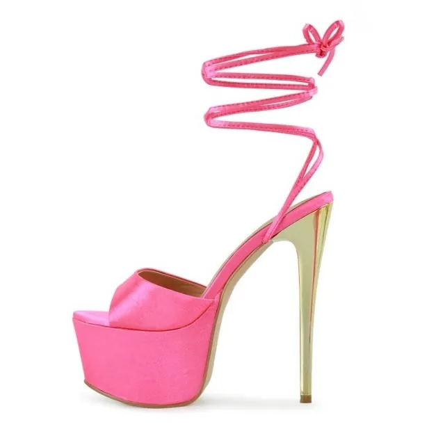 Passion Platform Lace-Up Heeled Sandals