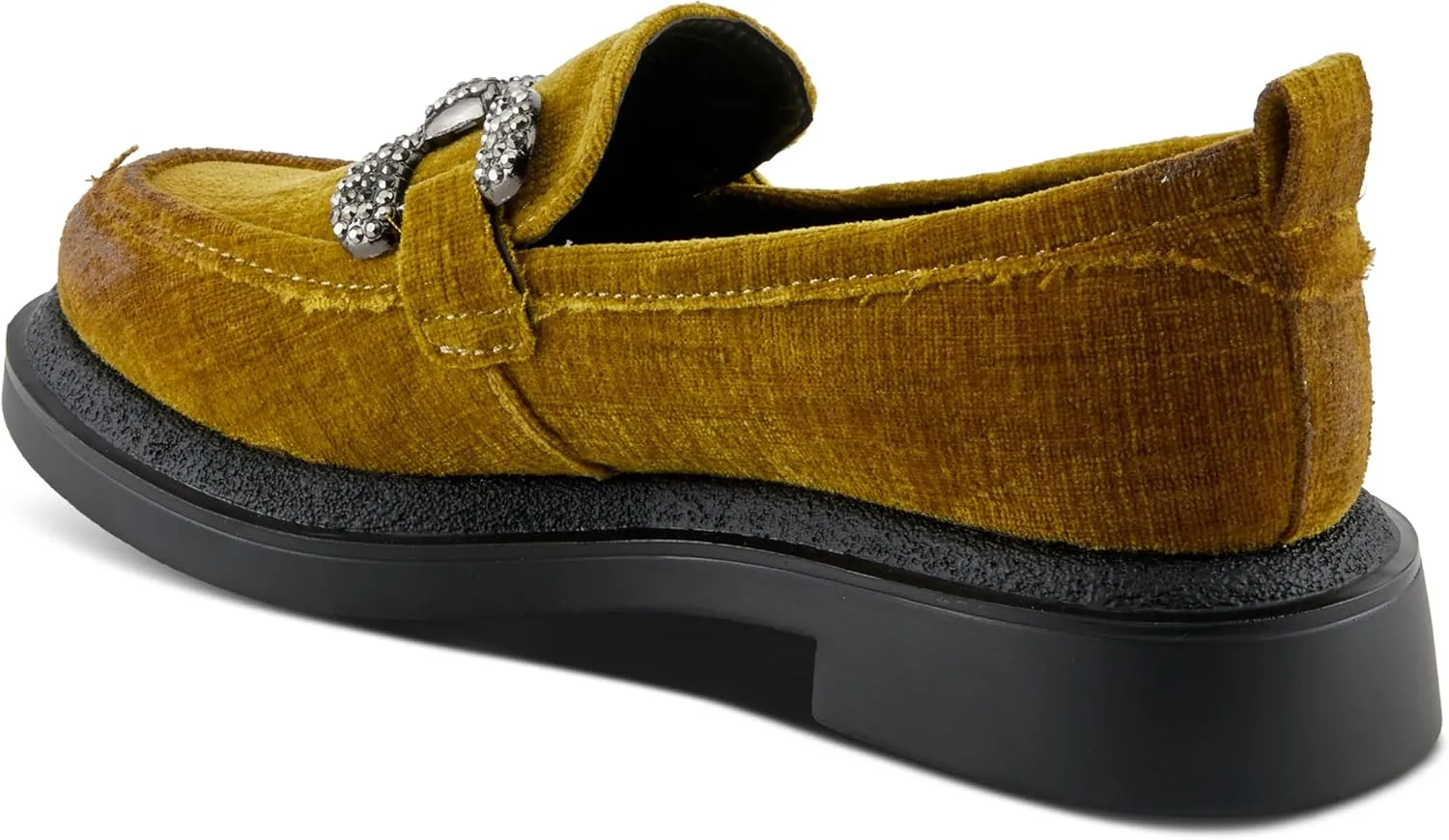 PATRIZIA Women's Marlen Velvet Loafers with Metal Ornamentation, Crystal Details, and Comfortable Fit