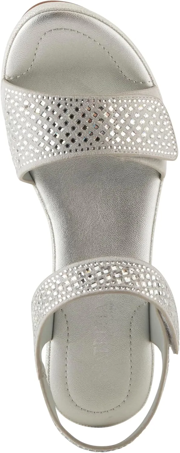 PATRIZIA Women's SHINE Hook and Loop Platform Heels - Microsuede Upper, Crystal-Adorned Straps, Adjustable Fit
