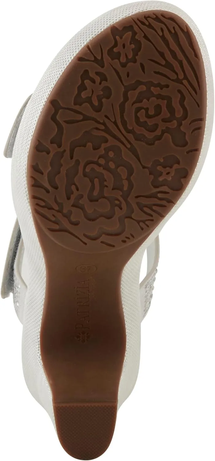 PATRIZIA Women's SHINE Hook and Loop Platform Heels - Microsuede Upper, Crystal-Adorned Straps, Adjustable Fit
