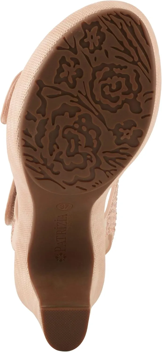 PATRIZIA Women's SHINE Hook and Loop Platform Heels - Microsuede Upper, Crystal-Adorned Straps, Adjustable Fit