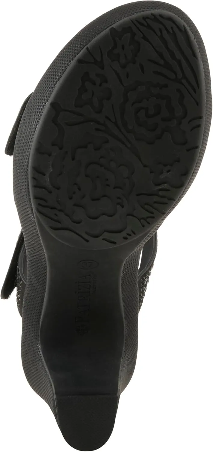 PATRIZIA Women's SHINE Hook and Loop Platform Heels - Microsuede Upper, Crystal-Adorned Straps, Adjustable Fit
