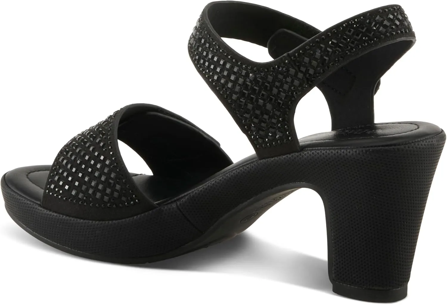 PATRIZIA Women's SHINE Hook and Loop Platform Heels - Microsuede Upper, Crystal-Adorned Straps, Adjustable Fit