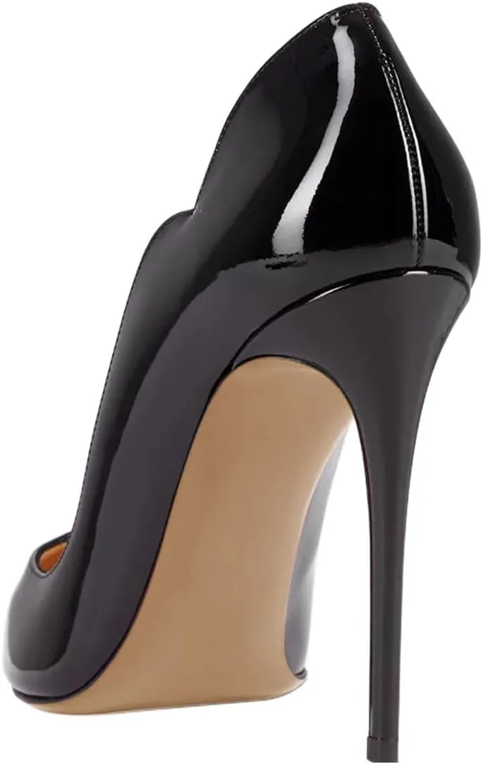 Pazzion Women Chic Sky High Heels Notched Pumps Pointed Toe Stiletto Slip On Formal Event Party Shoes Size 4-16 US