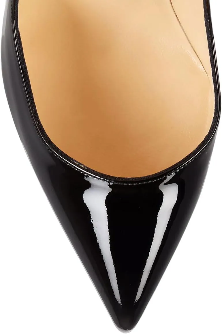 Pazzion Women Chic Sky High Heels Notched Pumps Pointed Toe Stiletto Slip On Formal Event Party Shoes Size 4-16 US