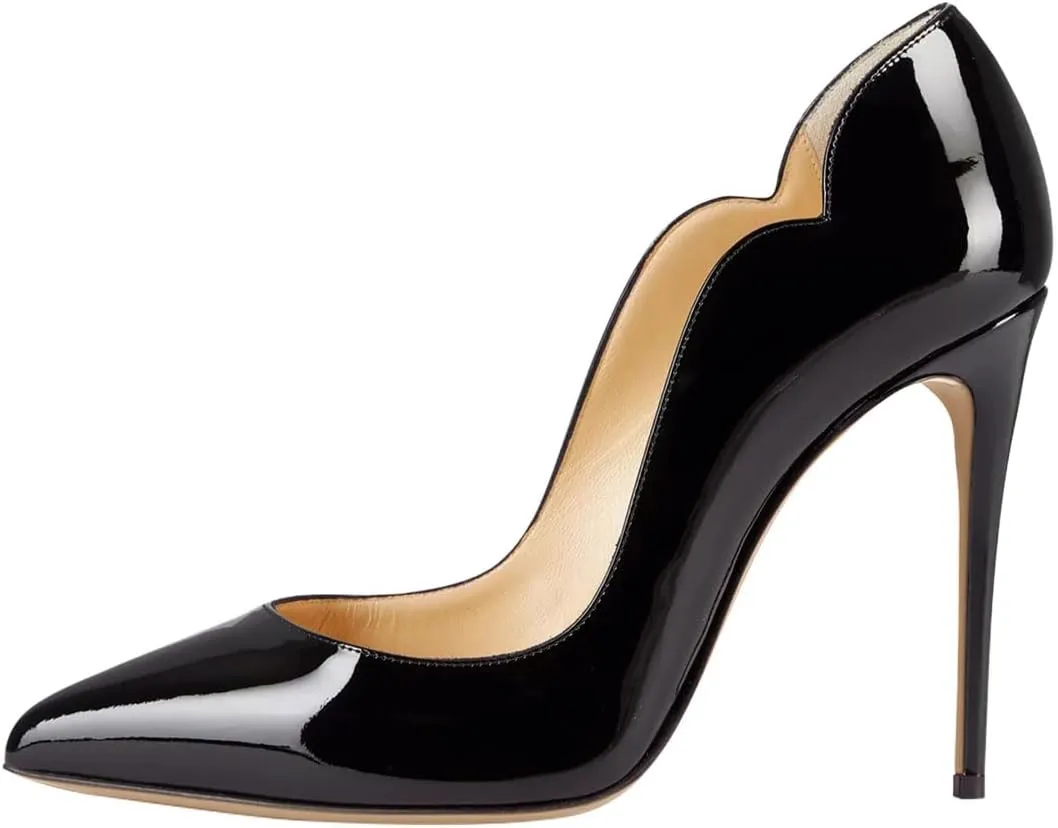 Pazzion Women Chic Sky High Heels Notched Pumps Pointed Toe Stiletto Slip On Formal Event Party Shoes Size 4-16 US