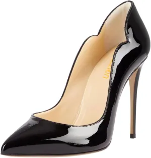 Pazzion Women Chic Sky High Heels Notched Pumps Pointed Toe Stiletto Slip On Formal Event Party Shoes Size 4-16 US